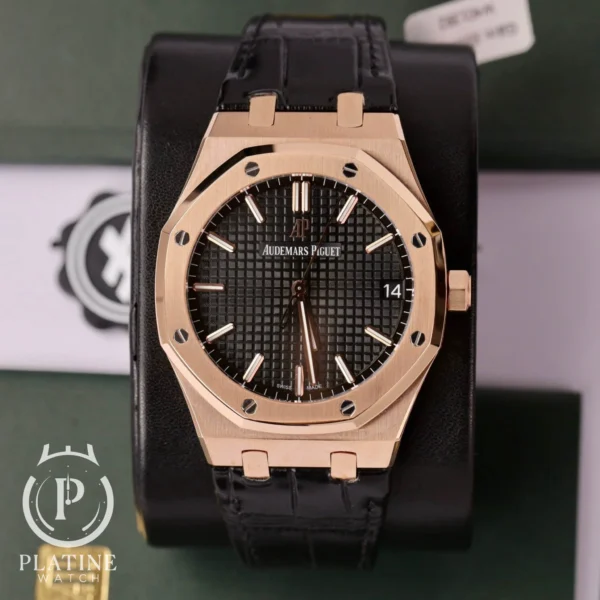 Audemars Piguet Royal Oak 15500OR 18K Gold Wrapped Black Dial Leather 41mm