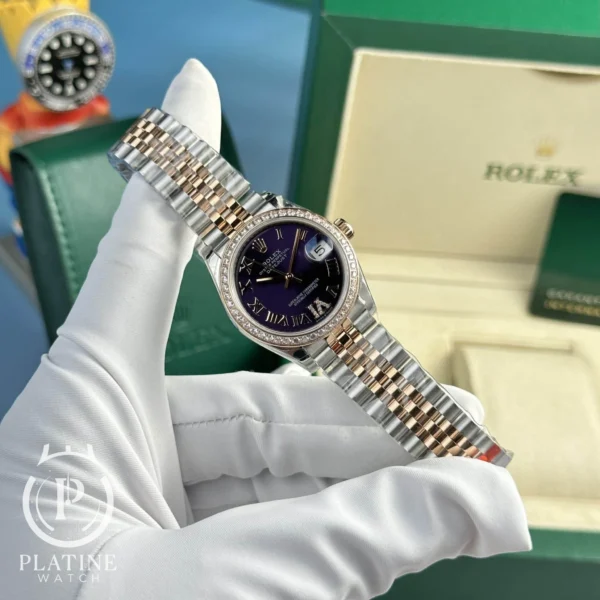 Rolex Datejust-278381Rbr-0020-Two Tone Purple Roman Dial Diamond Bezel Jubilee Replica-31Mm