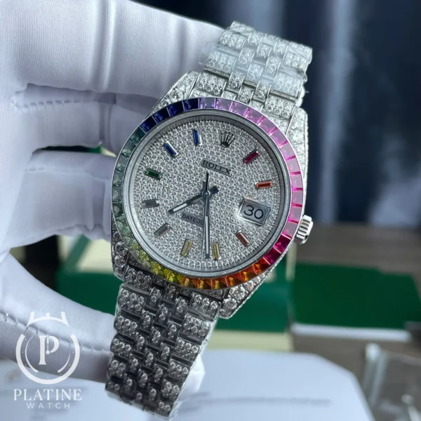 Rolex Datejust-41-Iced Out Moissanite Rainbow Jubilee Best Quality Replica-41Mm