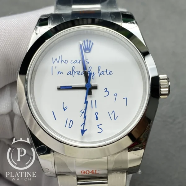 Rolex Datejust Who Cares Im Already Late Custom Dial Blue Font-11-Replica