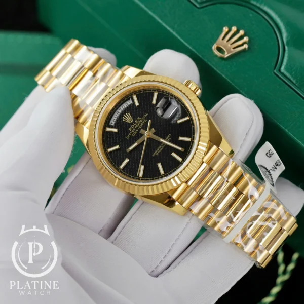 Rolex Day Date-228238-0007-Black Motif Index Dial-18K Gold Wrapped