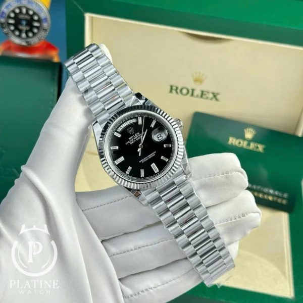Rolex Day Date-228239-Black Baguette Dial-187G Super Clone Qf-40Mm