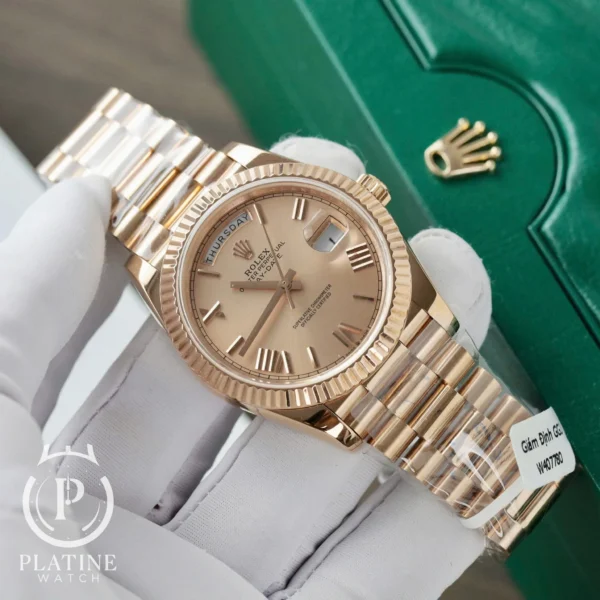 Rolex Day-Date 228235 Pink Roman Dial Replica - 18K Gold Wrapped Best Replica V3 GMF 40mm