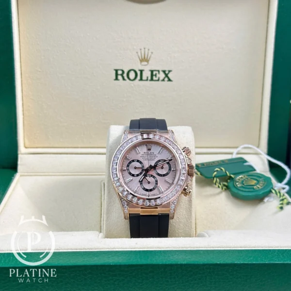 Rolex Daytona Replica 126535TBR-0002 - Sundust Diamond-Set Dial - CZ Stones Bezel & Lugs - Oysterflex