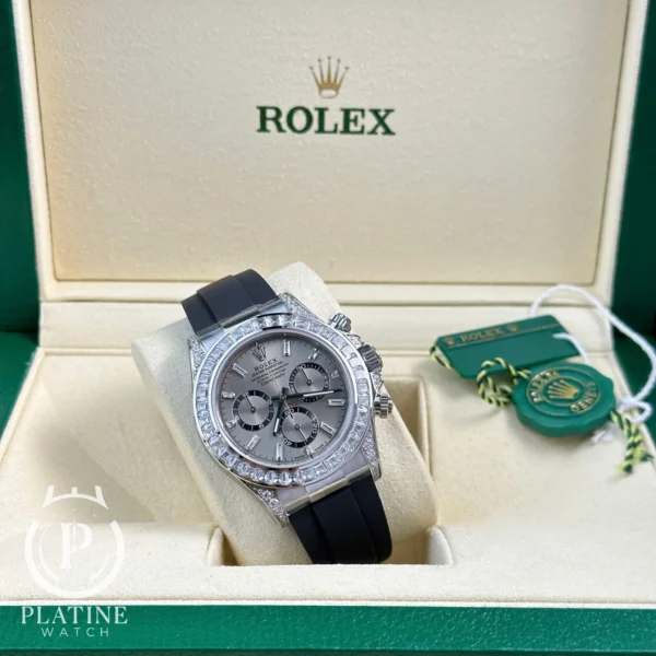 Rolex Daytona-126539Tbr-0002-Steel Diamond Set Dial Cz Stones Bezel Lugs Oysterflex Super Clone