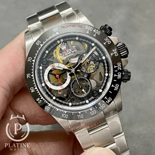 Rolex Daytona Artisans de Genève Replica - Skeleton Dial - Black Ceramic Bezel