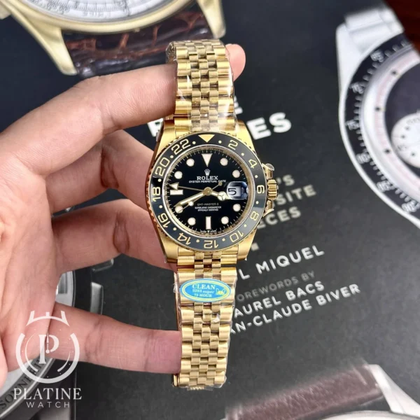 Rolex GMT-Master II 126718GRNR-0001 - Yellow Gold - Black Dial - Jubilee - 1:1 Replica Clean
