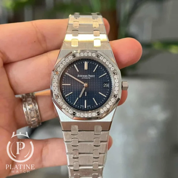 Audemars Piguet Royal Oak Jumbo 16202ST Blue Dial Custom Moissanite Bezel Best Replica ZF 39mm