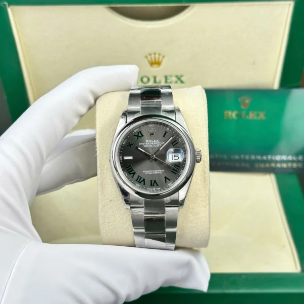 Rolex Datejust Smooth Bezel Slate Dial Wimbledon Oyster Bracelet